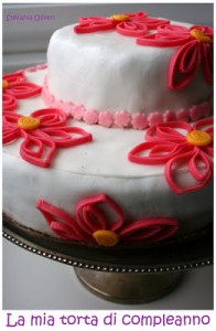 torta fiori quilling in pasta di zucchero senza glutine - Cardamomo & co
