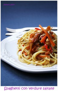 Spaghetti con verdure saltate facilissima - Cardamomo & co